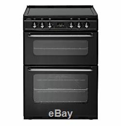 New World EC600DOM Free Standing 60cm 4 Hob Double Electric Cooker Black