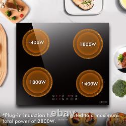 Noxton Plug in Induction Hob, 4 Zones Electric Hob 60cm, Touch Control with to