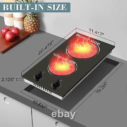 Plug in Ceramic Hob Hobsir Built-in 2 Burners Electric Hob 30cm Ceramic Cooker