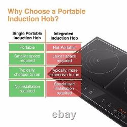 Portable Double Induction Hob VonShef Digital Twin Electric Cooktop 2800W