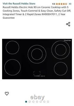 Russell Hobbs Electric Hob Black 90cm 5 Zone with Touch Controls RH90EH7011