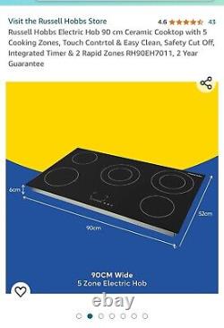 Russell Hobbs Electric Hob Black 90cm 5 Zone with Touch Controls RH90EH7011