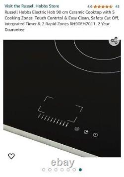 Russell Hobbs Electric Hob Black 90cm 5 Zone with Touch Controls RH90EH7011