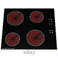 SIA 60cm Black Single Fan Oven, 4 Zone Ceramic Hob And Curved Glass Cooker Hood