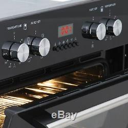 SIA 60cm Built In Double Electric Oven & Black 70cm 5 Burner Gas On Glass Hob