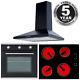 Sia 60cm Single Electric Oven, Black Ceramic Hob & Chimney Cooker Hood Extractor