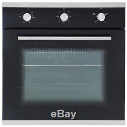 SIA 60cm Single Electric Oven, Black Ceramic Hob & Chimney Cooker Hood Extractor