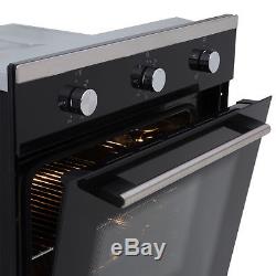 SIA 60cm Single Electric Oven, Black Ceramic Hob & Chimney Cooker Hood Extractor