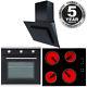 Sia 60cm Single Electric Oven, Black Ceramic Hob & Curved Cooker Hood Extractor
