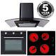 Sia 60cm Single Electric Oven, Black Ceramic Hob & Curved Glass Cooker Hood