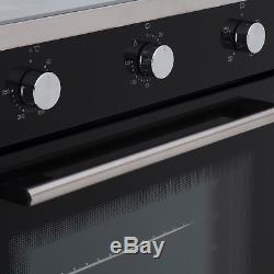 SIA 60cm Single Electric Oven, Black Ceramic Hob & Curved Glass Cooker Hood