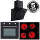 Sia 60cm Single Electric Oven, Black Ceramic Hob And Glass Cooker Hood Extractor