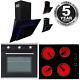 Sia Black 60cm Single Electric Oven & Ceramic Hob And Led Cooker Hood Extractor