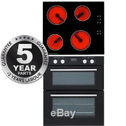 SIA Built Under Double Electric Fan Oven and 60cm 4 Zone Ceramic Electric Hob