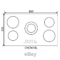 SIA CHC901BL 90cm 5 Zone Frameless Touch Control Electric Ceramic Hob in Black