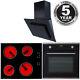 Sia Single 60cm Electric Oven, Black Ceramic Hob & Angled Cooker Hood Extractor