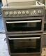 Silver Hotpoint Electric Cooker Double Oven And Ceramic Hob 60cm Wide