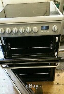 Silver Hotpoint Electric cooker double oven and ceramic hob 60cm wide