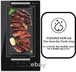 Singlehomie Induction Hob 2 Burners Electric Cooktop 30cm Built-in Flex Zone BBQ