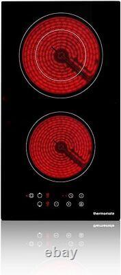 Thermomate 30cm Ceramic Hob, Built-in 2 Zones Electric Cooktop, 9 Heating Level