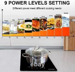 Thermomate 30cm Ceramic Hob, Built-in 2 Zones Electric Cooktop, 9 Heating Level