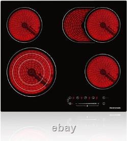 Thermomate 60cm 4 Zone Ceramic Hob Built-in Electric Cooktop Cooker Touch 6700W