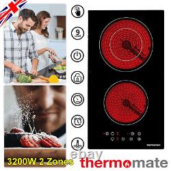 Thermomate Radiant Electric Ceramic Hob Built-in Protable Cooktop 2 Zones 3200W