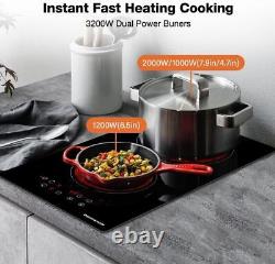 Thermomate Radiant Electric Ceramic Hob Built-in Protable Cooktop 2 Zones 3200W