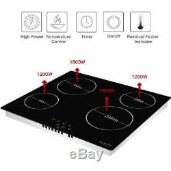 Touch Control Boost Ceramic Hob 4 Cooking Zones 9 Power Levels Cooker Black