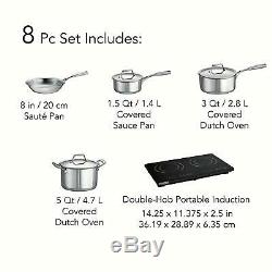 Tramontina 8-Piece Double Hob Induction Cooking System cooktop FAST FREE SHIP