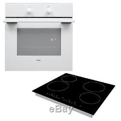 White Amica 60cm Single Electric Fan Oven & Cookology Ceramic Touch Hob Pack