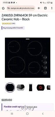 Zanussi 60cm 4 Zone Ceramic Hob with Knob Controls ZHRN640K